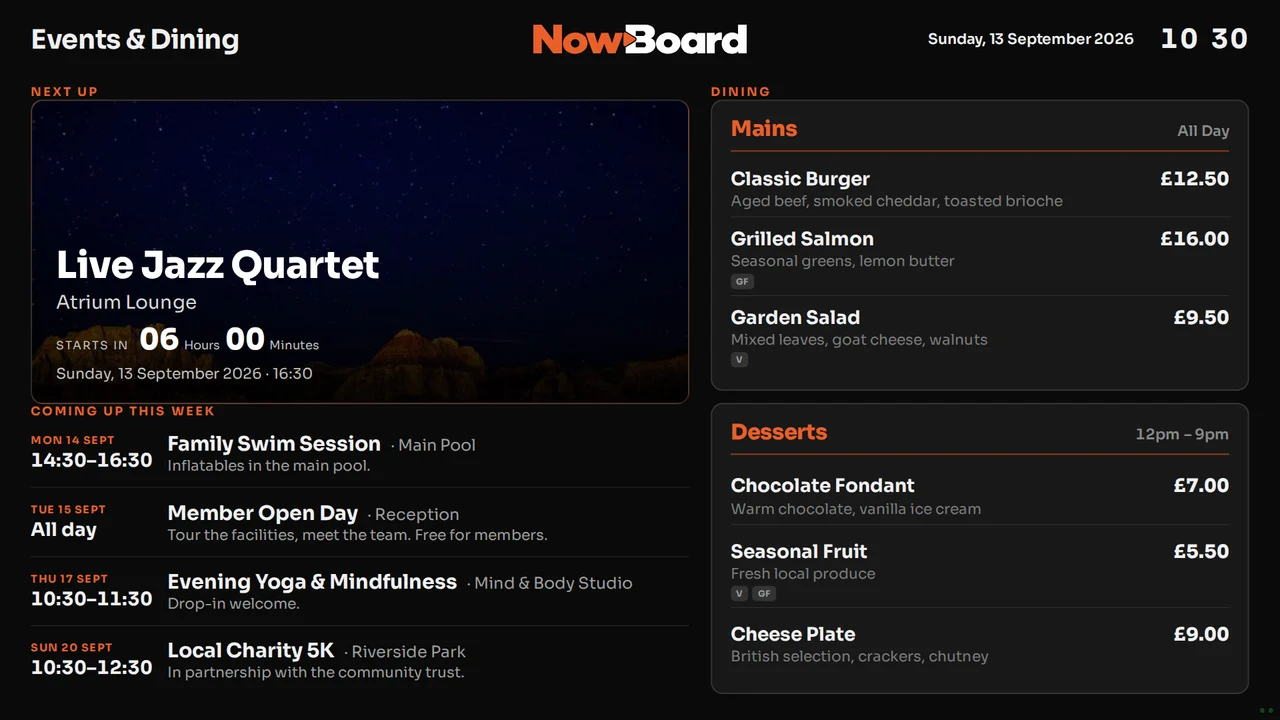 Events & Dining Board