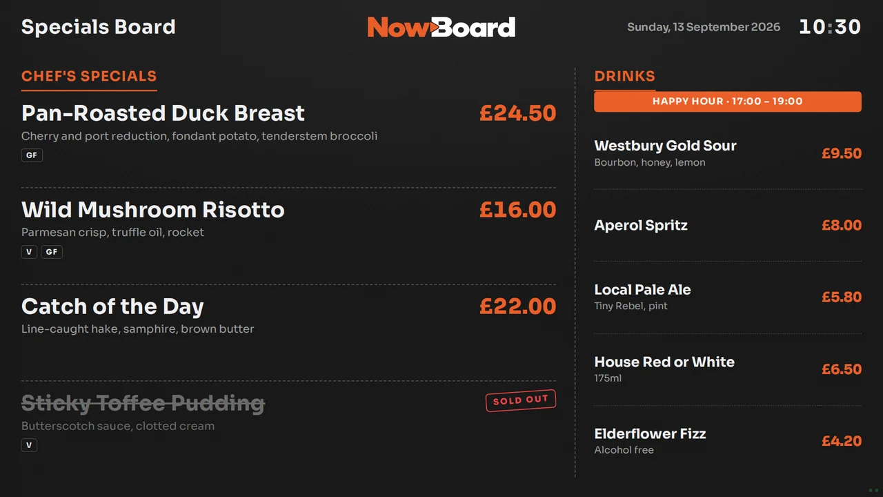 Specials Board Board