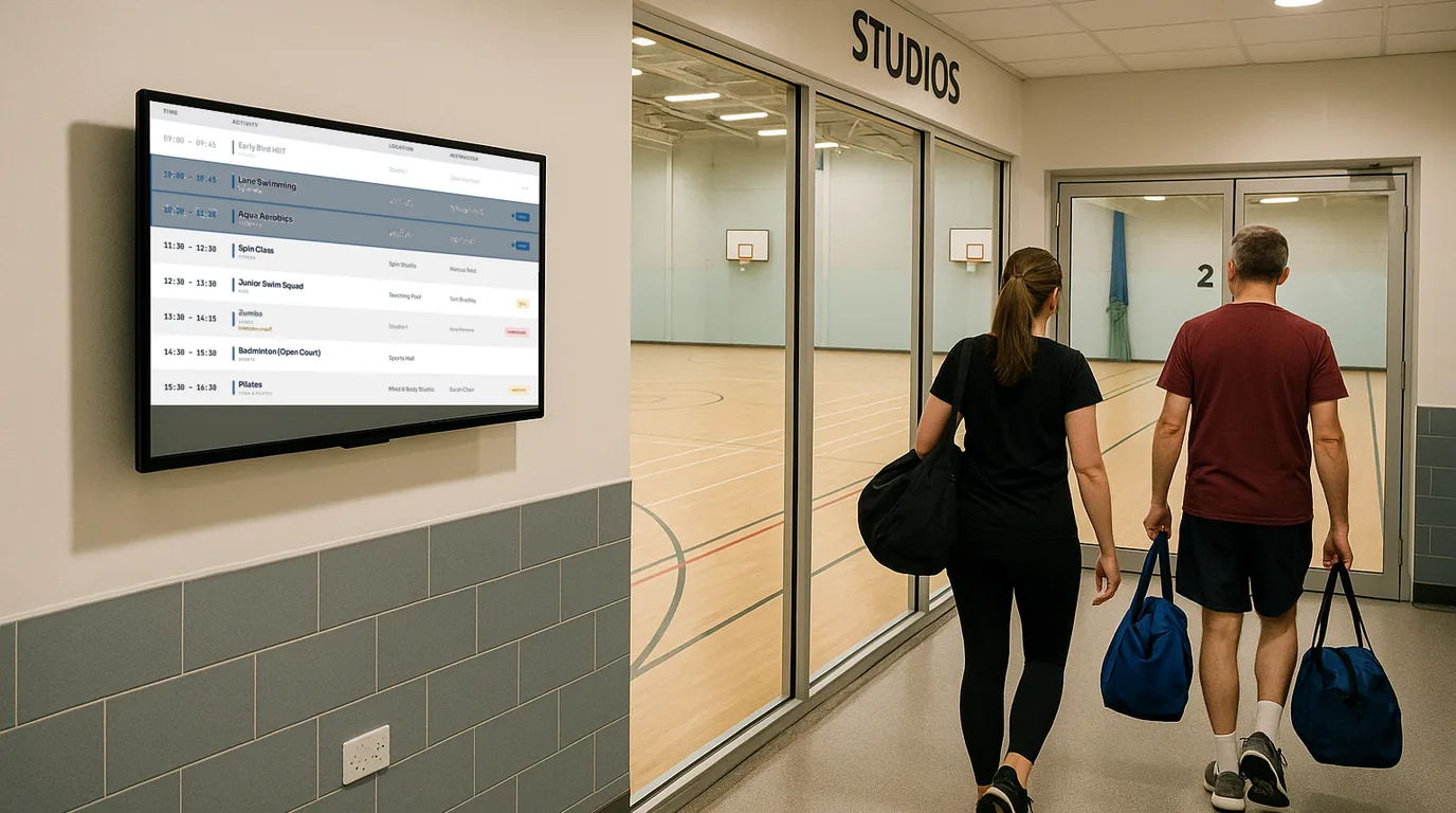 A class timetable on a NowBoard screen