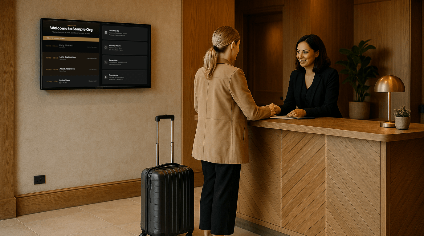 Welcome Screens on a NowBoard screen