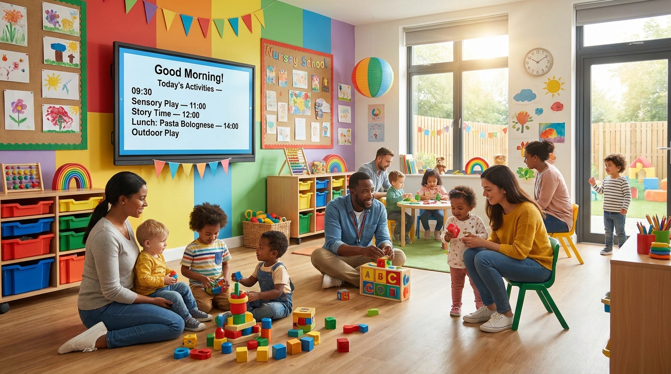 Nursery reception with digital activities board
