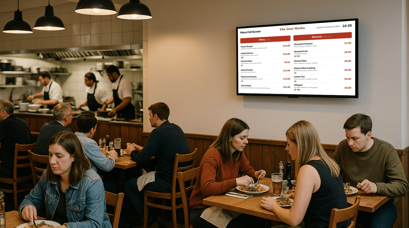 Digital Menu Boards on a NowBoard screen