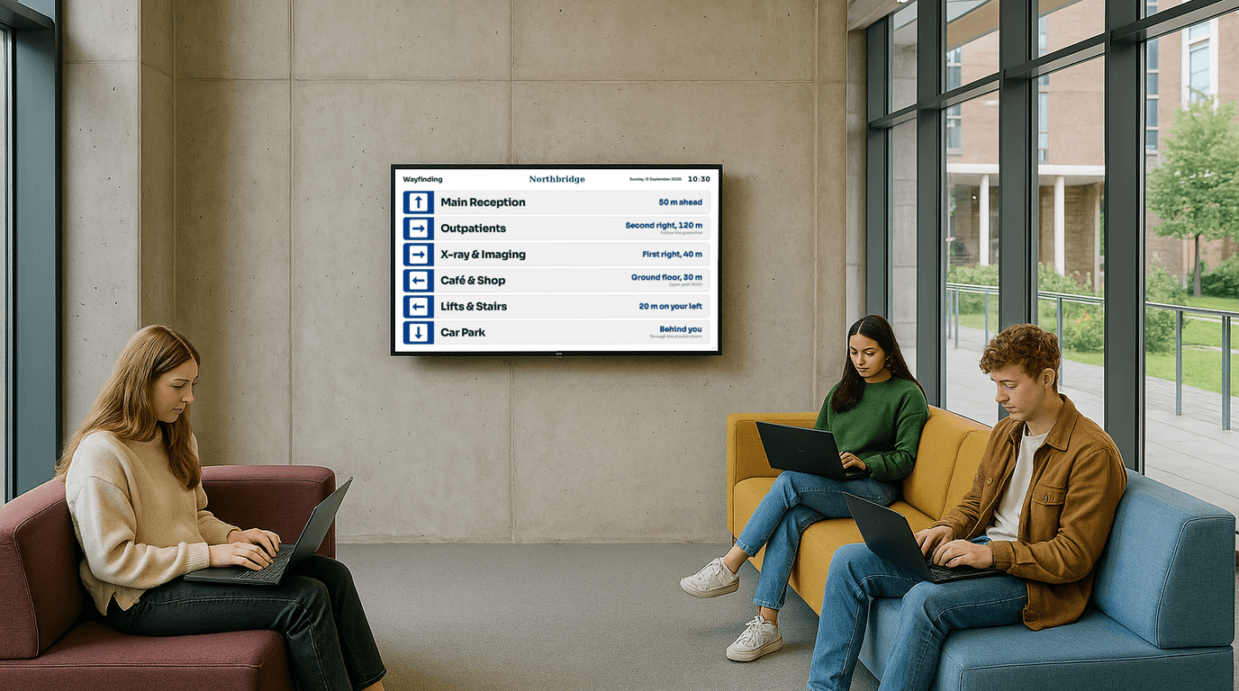 Wayfinding on a NowBoard screen