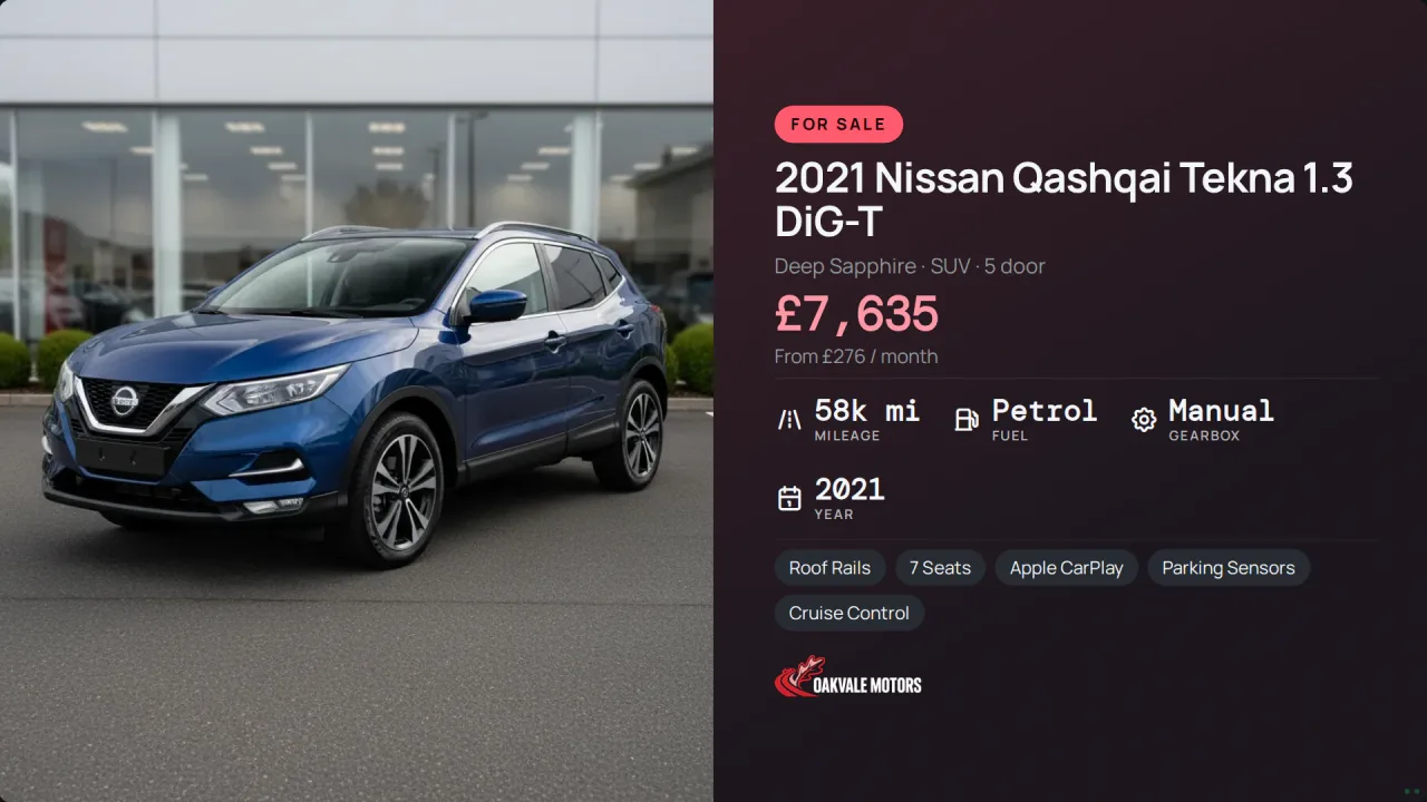 Car dealership Board with a featured used car