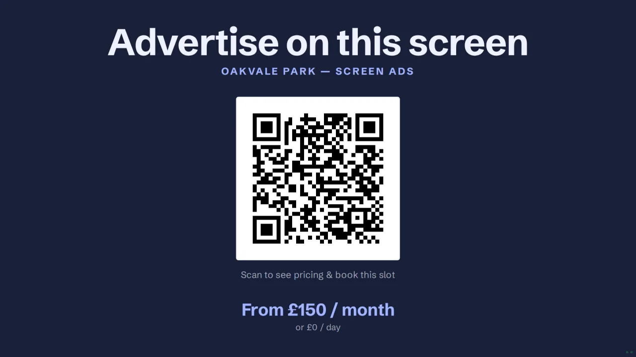 Stadium Board selling ad space with a QR code